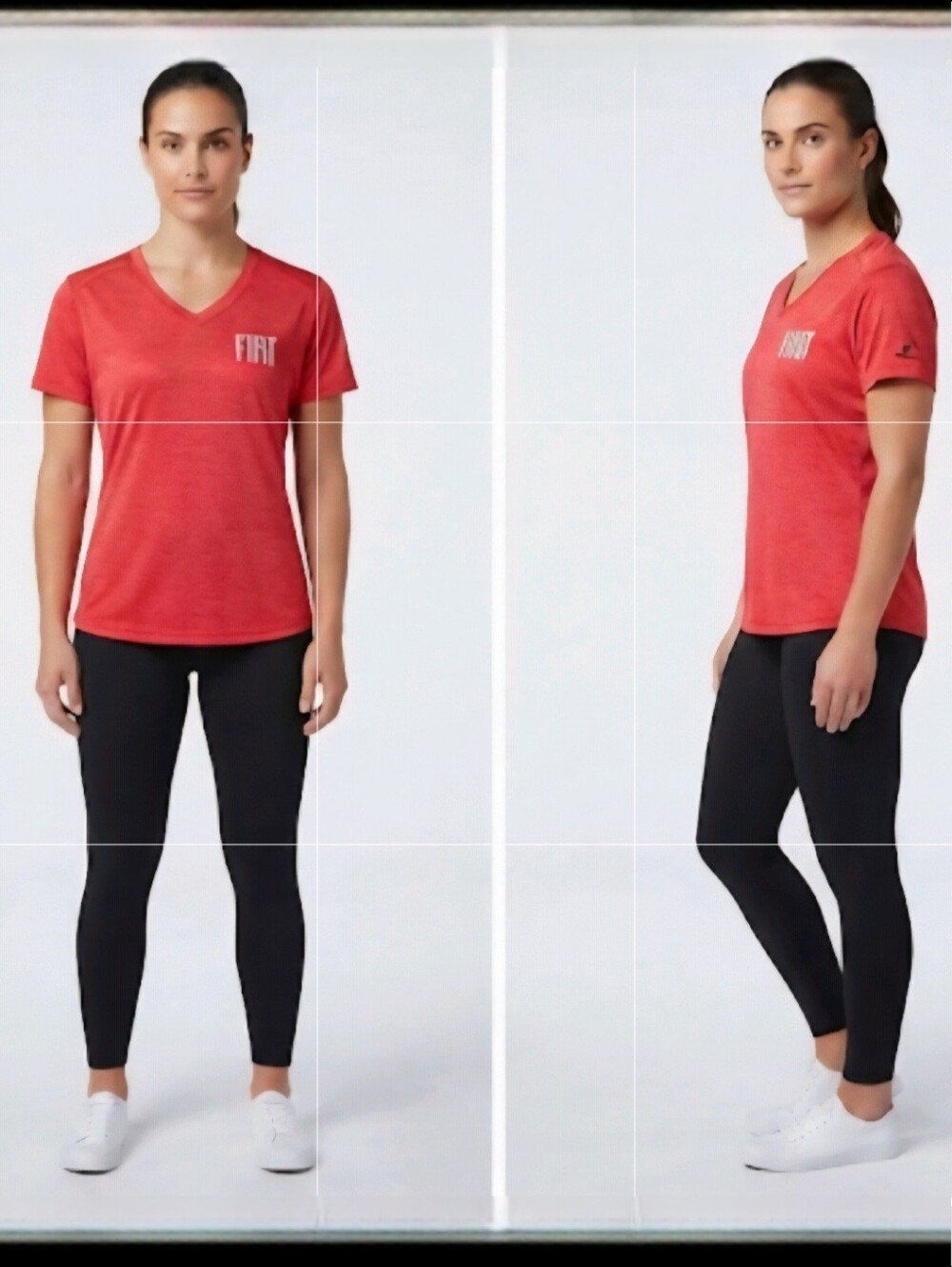 Fiat Women’s V-Neck Performance Tee Red Heather - Size Large NWOT